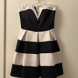 Strapless black and white dress